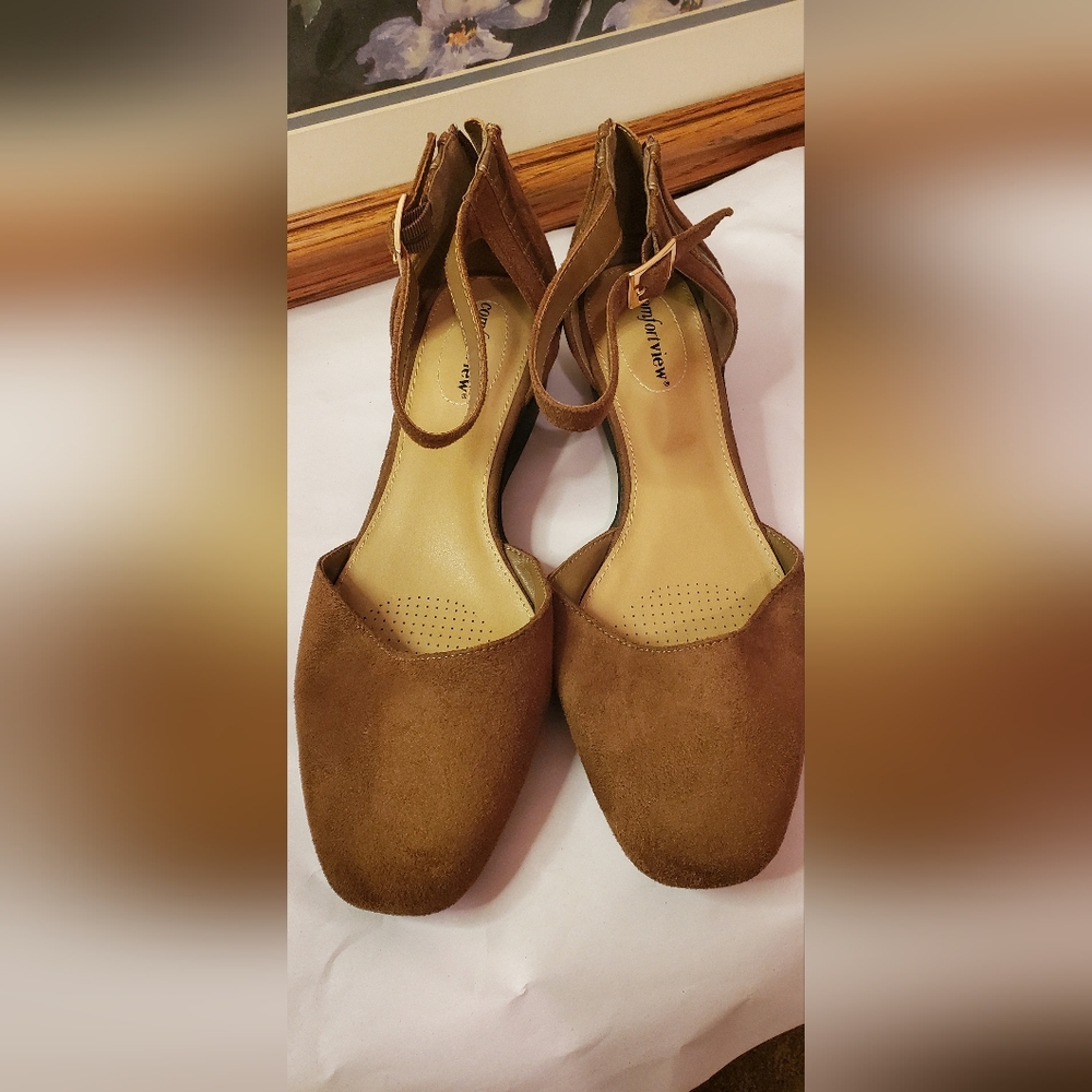 Brown Ankle Strap Women's Shoes